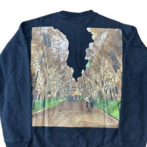 Winter Park Scene Crewneck Sweatshirtā Graphic Print Snowflake Pocket Unisex XL